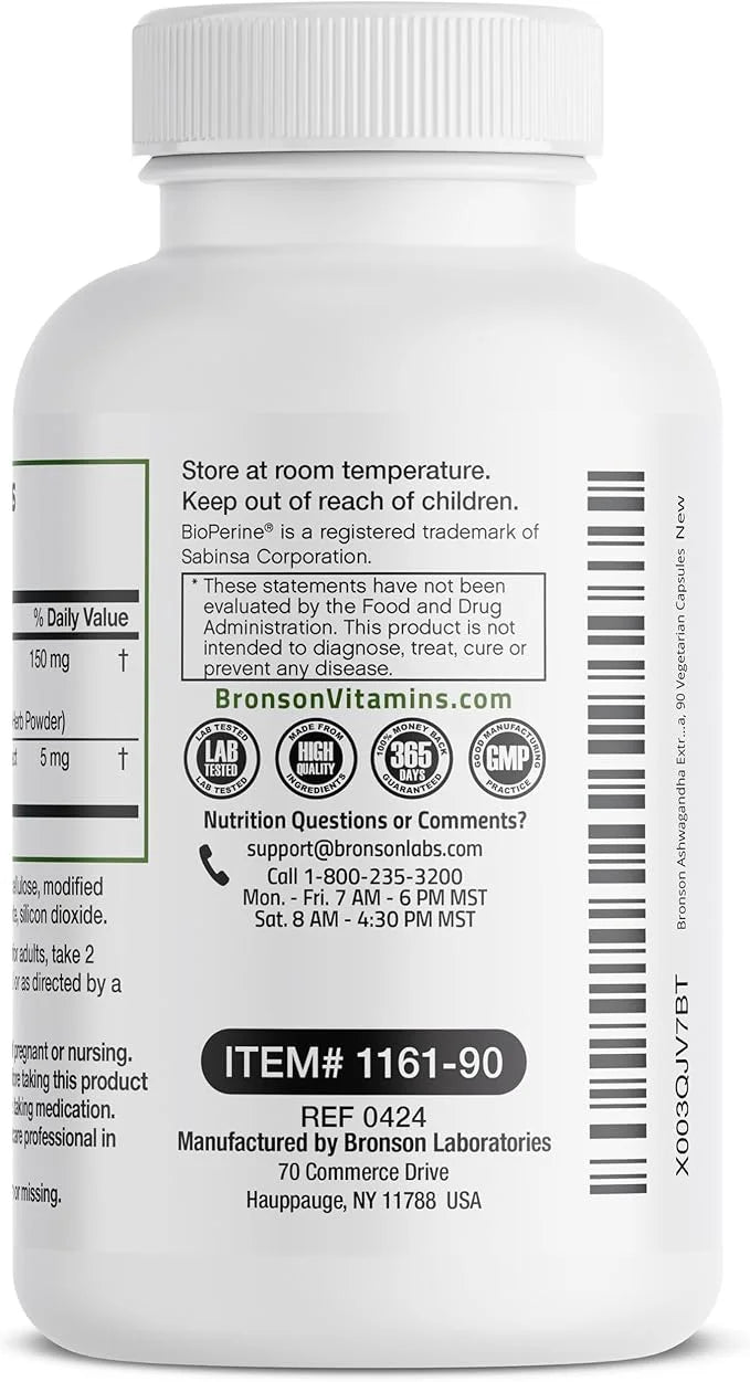 Bronson Ashwagandha Extra Strength Stress & 90 Vegetarian