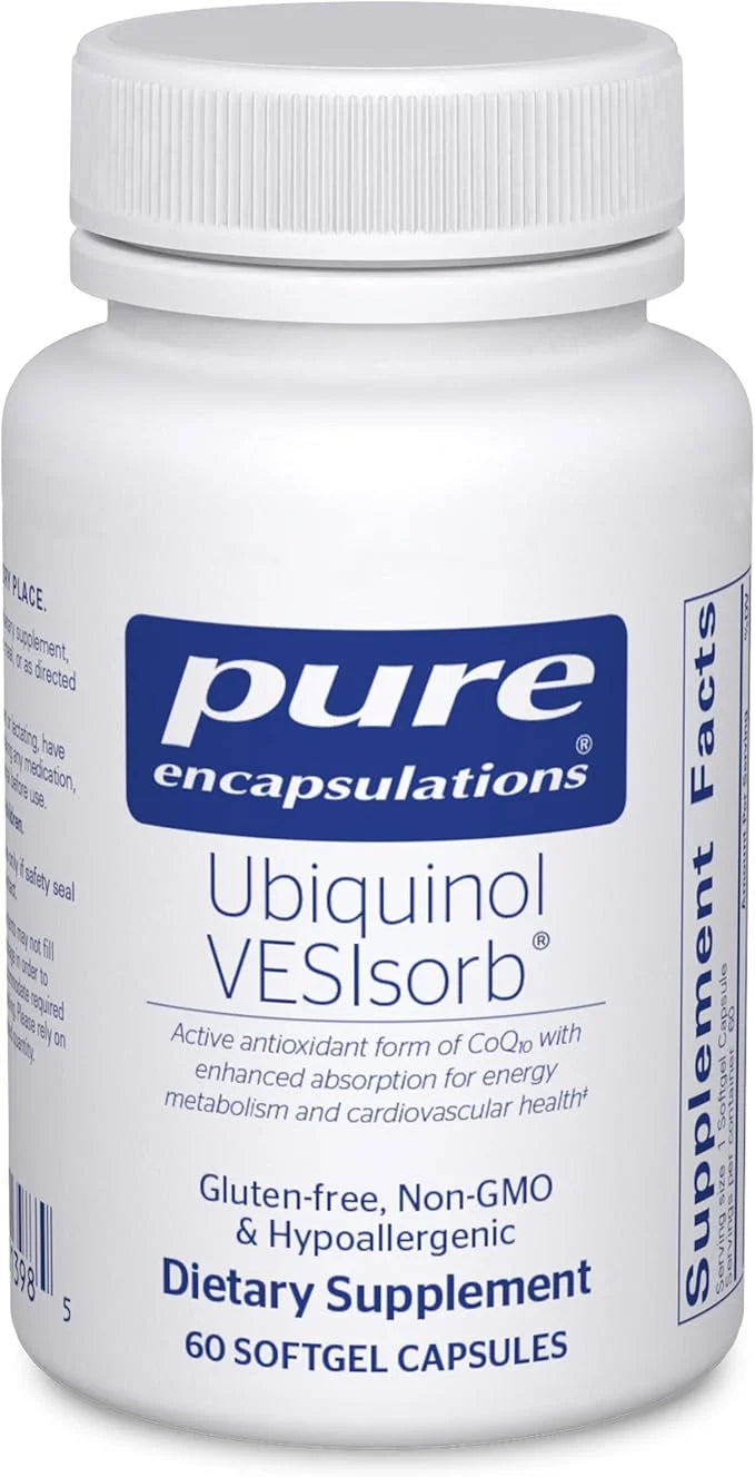 Pure Encapsulations Ubiquinol VESIsorb | Hypoallergenic Supplement | Enhanced Absorption of Active Antioxidant Form of CoQ...