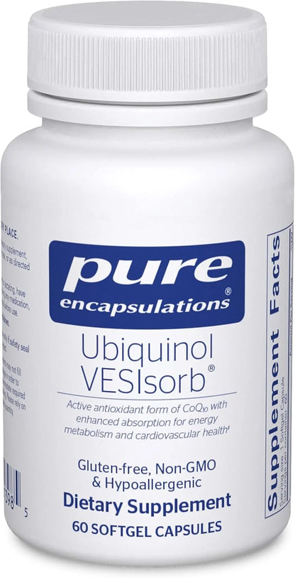 Pure Encapsulations Ubiquinol VESIsorb | Hypoallergenic Supplement | Enhanced Absorption of Active Antioxidant Form of CoQ...
