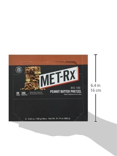 MET-Rx Big 100 Colossal Protein Bars, Great as Healthy Meal Replacement, Snack, and Help Support Energy, Peanut Butter Pre...