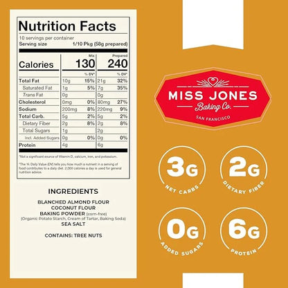 Miss Jones Baking Not Cornbread Muffin Mix - Almond Flour, Gluten Free, Low Carb, No Sugar Added, Naturally Sweetened Dess...