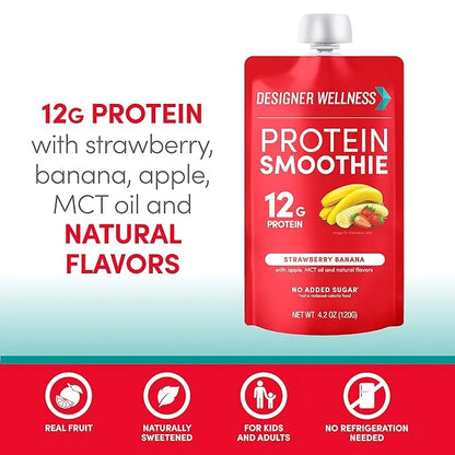 Designer Wellness Protein Smoothie, Real Fruit, 12g Protein, Low Carb, Zero Added Sugar, Gluten-Free, Non-GMO, No Artifici...