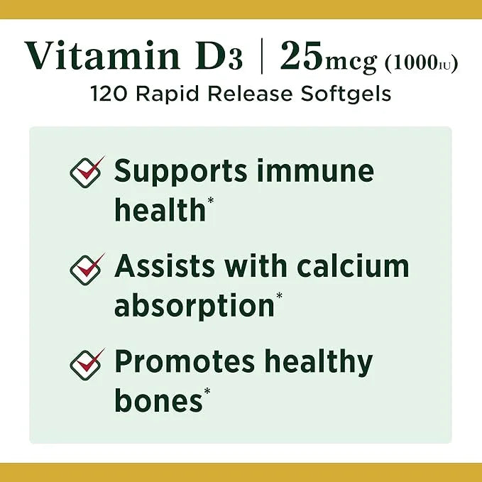 Nature's Bounty Vitamin D3 1000 100 120 Count