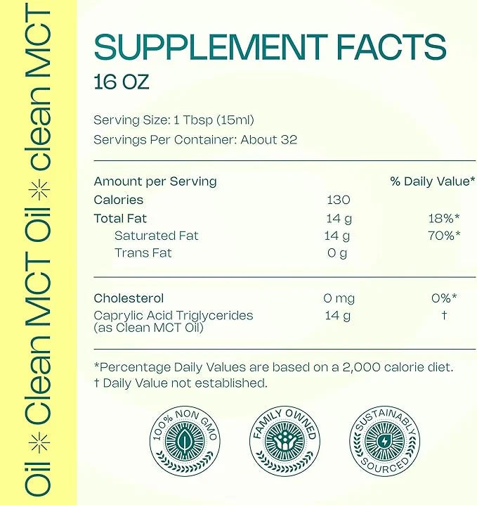 LevelUp Clean MCT Oil - 100% Caprylic C8 for Energy, Focus, Weight Management, Gut Health, Brain Superfuel - Keto Suppleme...