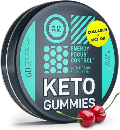MCT Oil Keto Gummies Collagen Metabolism Booster - Pre Workout Gummy Energy Chews Keto Candy - Physical and Mental Energy,...