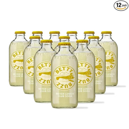 Betty Buzz Meyer Lemon Club Soda, Premium Sparkling Soda by Blake Lively (12 pack) | Natural Flavors & Sweeteners, Only Cl...