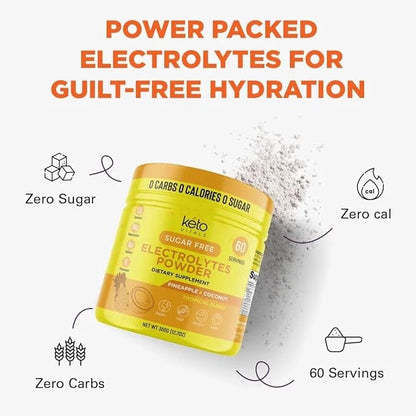Keto Vitals Electrolytes Powder - Sugar Free Keto Electrolytes Powder with Potassium, Magnesium, Sodium, & Calcium - No Su...