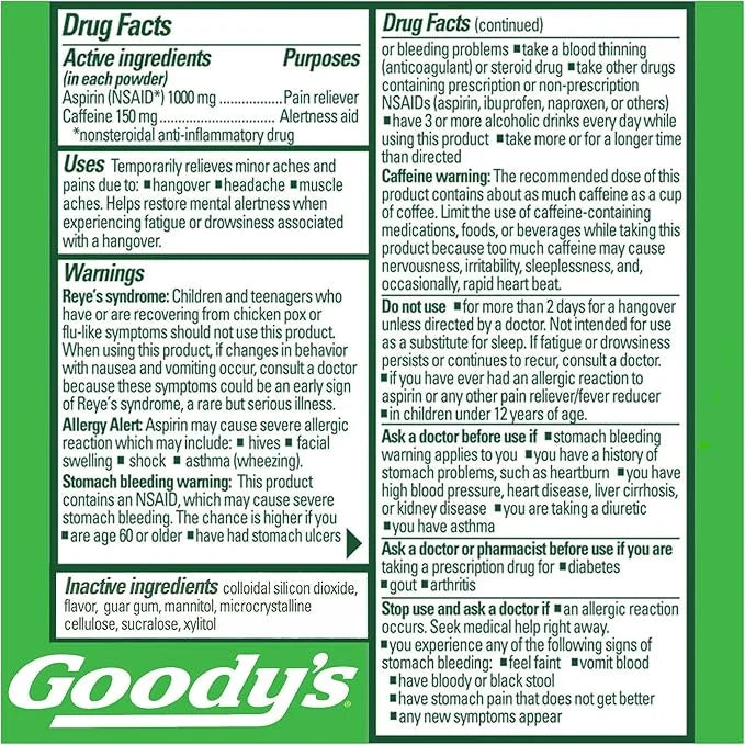 Goody's Hangover Powders, Fast Pain Relief, Berry Citrus Flavor, 4 Stick Powders, 6 Pack - Product Image