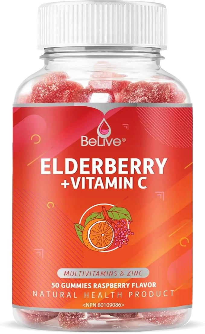 BeLive Elderberry Gummies with Zinc and B12 - 50 Ct