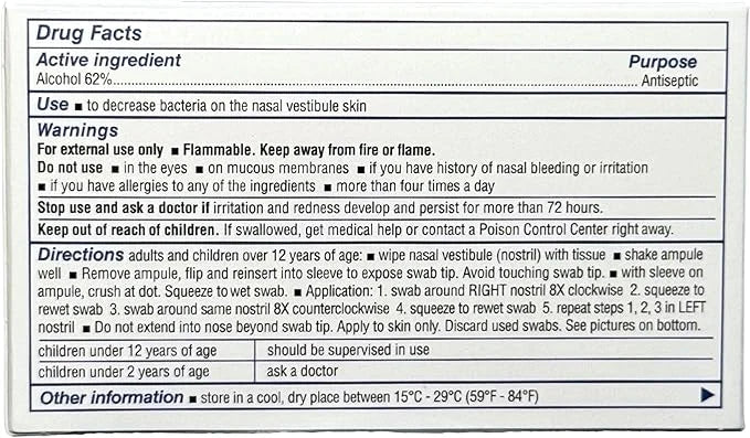 Nozin® Nasal Sanitizer® Antiseptic Popswab® Ampules 10ct Pack 99.99% of 62%