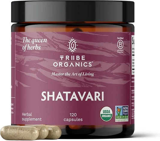 TRIBE ORGANICS Organic Shatavari Herbal Supplement - Hormonal Balance | Women’s Reproductive Health | Lactation | Immune &...