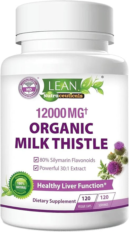 Liver Cleanse Detox & Repair, Organic 12000 Mg 120 Day 30X Seed 120 Capsules