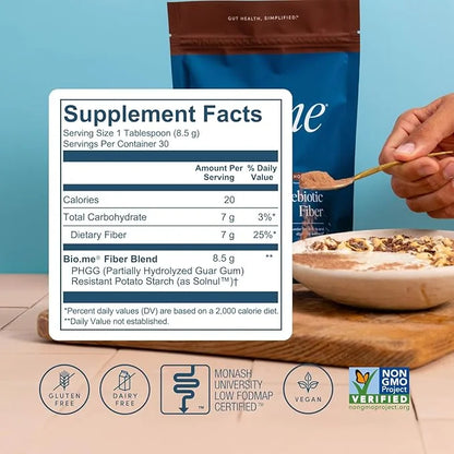 Daily Prebiotic Fiber Chocolate-Fiber Supplement Powder for Digestive Health & Gut Health - Fiber Powder Prebiotics, Non-G...
