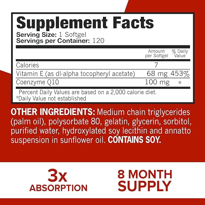 Qunol Ultra CoQ10 100mg Softgels- 3x Q10 Vitamins 8 Month 120 Count 2)
