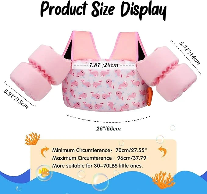 Moko Toddler Swim Vest for Kids, 20-50 lbs/22-66 lbs Clearance Swim Arm Band Cartoon Swimming Wings Pool Float Vests Sleev...