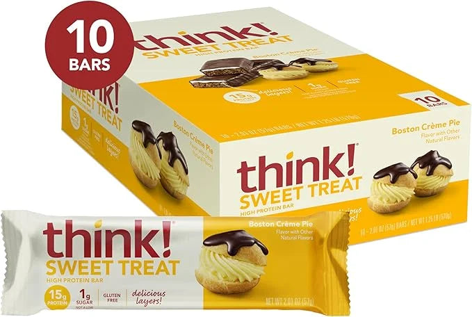 think! Protein Bars, High Protein Snacks, Gluten Free, Kosher Friendly, Sweet Treat, Boston Creme Pie, 10 Count - Product ...