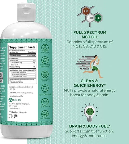 AS-IS Simply Full Spectrum MCT Oil C8, C10 & C12 | Unflavored | 100% from Non-GMO Coconuts | Perfect for Morning Coffee | ...