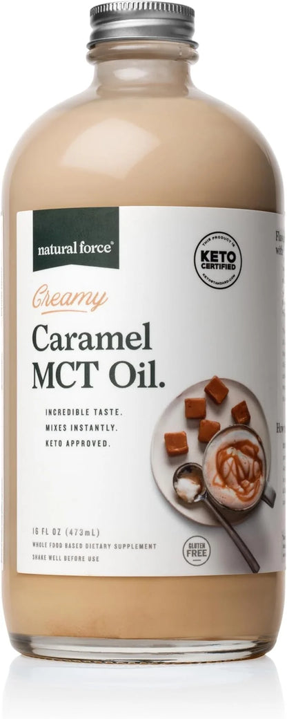 Natural Force Creamy Caramel MCT Oil – Non Dairy, Keto Certified, Emulsified MCTs for Low-Carb, Ketogenic Coffee, Smoothie...