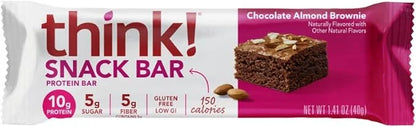 think! Protein Bars with Chicory Root for Fiber, Digestive Support, Gluten Free with Whey Protein Isolate, Chocolate Almon...