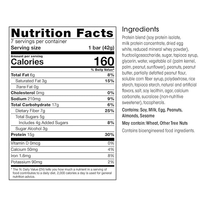 WonderSlim Protein & Fiber Bar, Fluffy Nutter, 15g Protein, 6g Fiber, Gluten Free (7ct) - Product Image