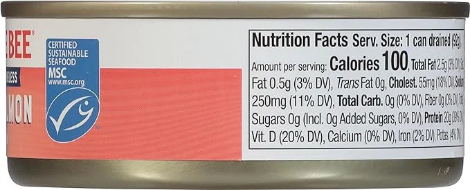 Bumble Bee Skinless & Boneless Canned Pink Salmon in Water, 5 oz Can - Premium Wild Caught Salmon - 20g Protein per Servin...