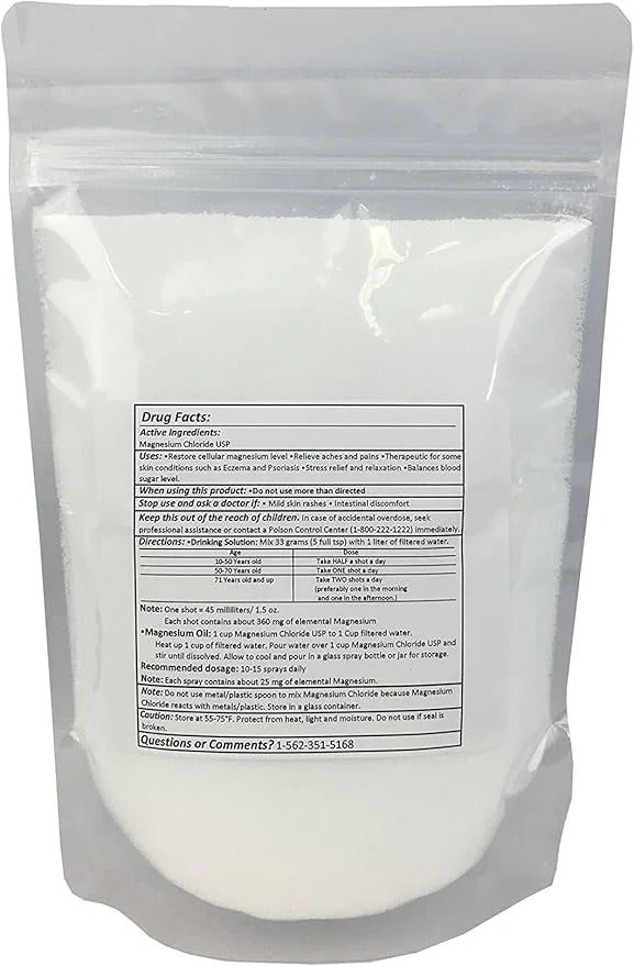 Greenway Biotech Organic Magnesium Chloride USP Supplement 100% Edible Cloruro de Magnesio Comestible Powder (Pharmaceutic...