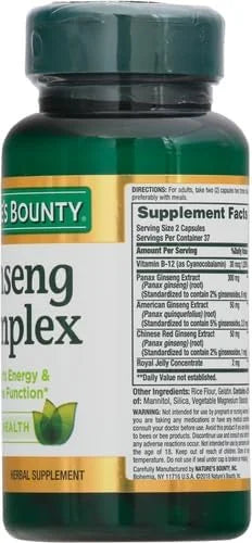 Nature's Bounty Ginseng Complex Capsules Supports 75 Capsules