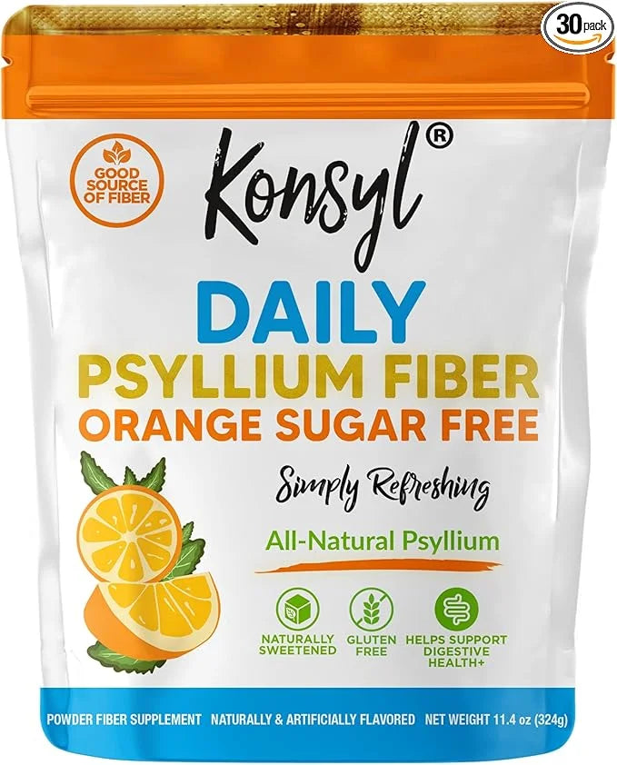 Konsyl Daily Fiber Orange Sugar-Free 100% Natural Psyllium Husk Powder - Product Image