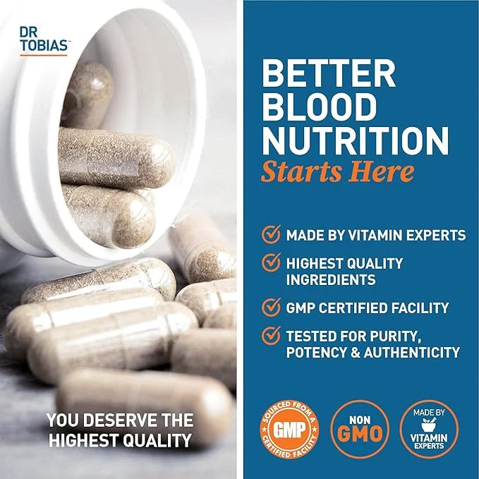 Dr. Tobias Blood Pressure Support Supplement B6, B12, B12, Niacin, 90 Capsules