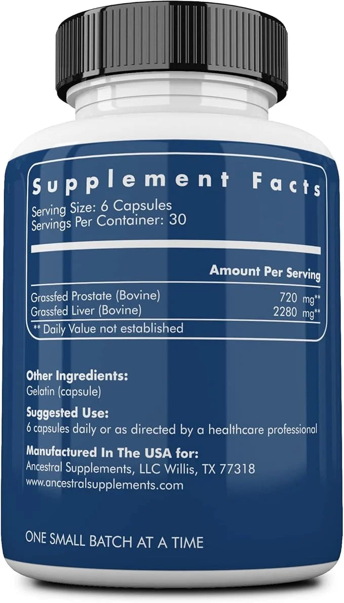 Ancestral Supplements Grass Fed Beef Prostate Supplements for Men with Liver, 3000mg, Prostate Health Support Promotes Men...