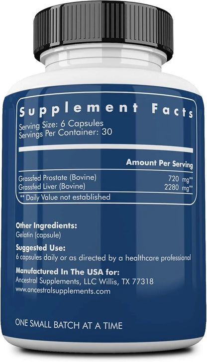 Ancestral Supplements Grass Fed Beef Prostate Supplements for Men with Liver, 3000mg, Prostate Health Support Promotes Men...