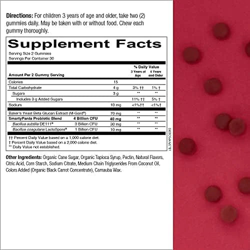 SmartyPants Kids Multivitamin Fiber Supplement Gummies 3 Fish D3, C, B12, B6, B6, Digestive (30 Day