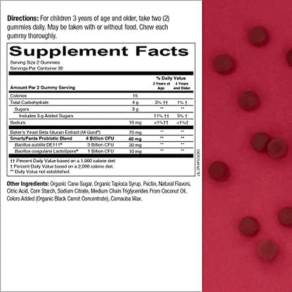 SmartyPants Kids Multivitamin Fiber Supplement Gummies 3 Fish D3, C, B12, B6, B6, Digestive (30 Day