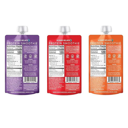 Designer Wellness Protein Smoothie, Real Fruit, 12g Protein, Low Carb, Zero Added Sugar, Gluten-Free, Non-GMO, No Artifici...