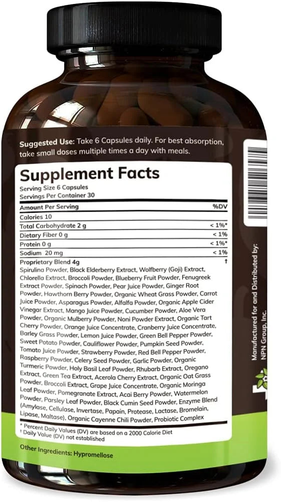 Original Superfood Capsules, Superfood Reds and Greens, All-Natural Whole Food Dietary Supplement, Non-GMO, Gluten Free, V...