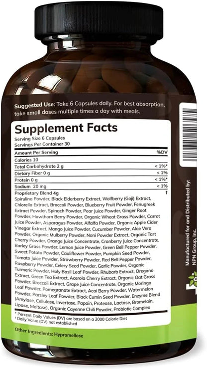 Original Superfood Capsules, Superfood Reds and Greens, All-Natural Whole Food Dietary Supplement, Non-GMO, Gluten Free, V...