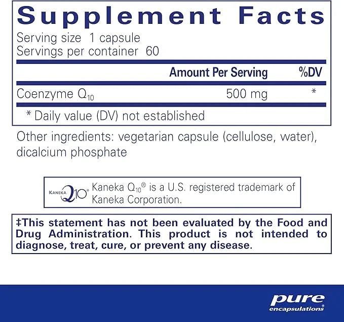 Pure Encapsulations CoQ10 500 mg Q10 Supplement 60 Capsules