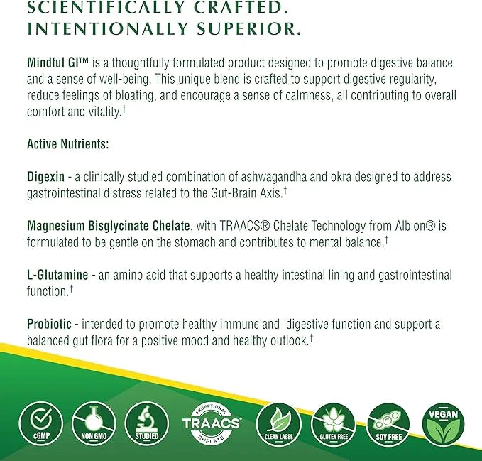 Health Thru Nutrition Mindful GI - Healthy Mind & Gut Complex | with Digexin, Magnesium, L-Glutamine, and Probiotic for Gu...