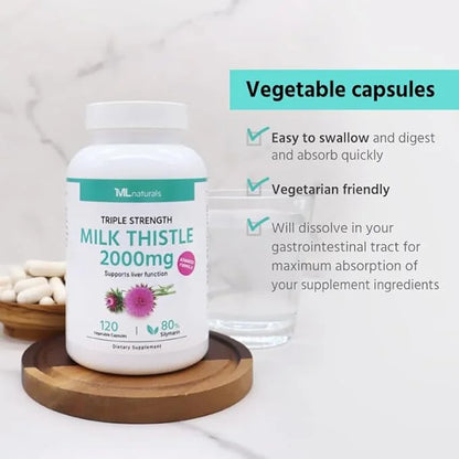 Triple Strength Milk Thistle 2000 mg 400 mg 120 Vegetable (4 Months