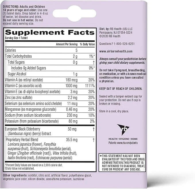 Airborne Elderberry + Zinc & Vitamin 20 Fizzy