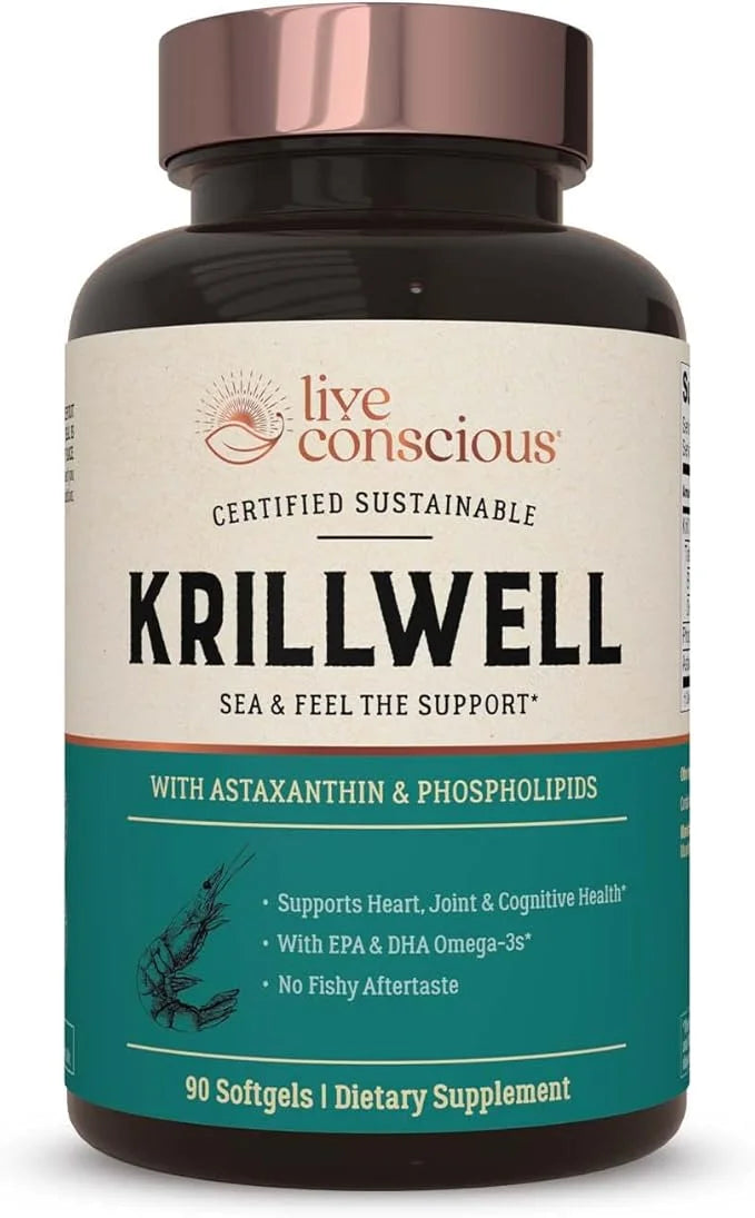 Live Conscious KrillWell, Joint, and Cognitive Support 2X More 30 Day
