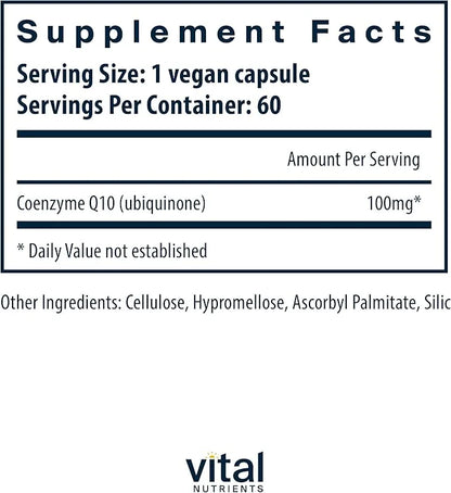 Vital Nutrients CoQ10 100mg Q10 from 60 Capsules