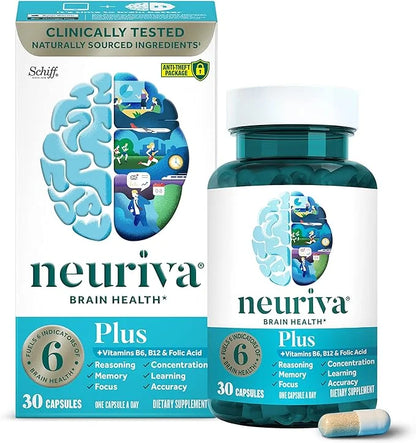 NEURIVA Plus Brain Supplement for Memory and Focus Clinically Tested Nootropics for Concentration for Mental Clarity, Cogn...