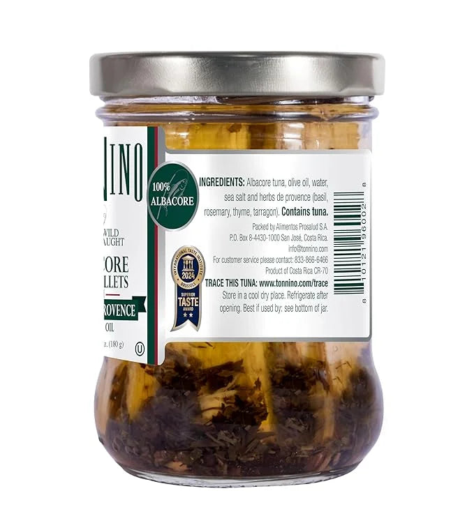Tonnino Albacore Tuna in oilve oil with Herbs de Provence 6-Pack Omega-3 Rich, High Protein, Gluten-Free, Ready-to-Eat Tun...