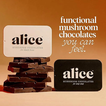Alice Mushrooms Nightcap + Brainstorm Duo | Functional Mushroom Chocolates | Brainstorm Energy Bites for Focus, Clarity & ...