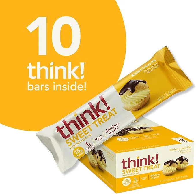 think! Protein Bars, High Protein Snacks, Gluten Free, Kosher Friendly, Sweet Treat, Boston Creme Pie, 10 Count - Product ...