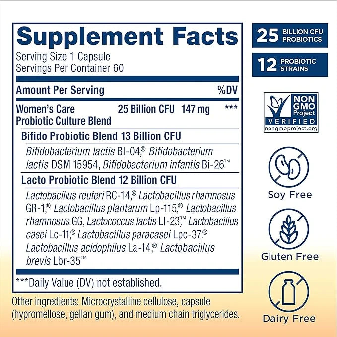 Renew Life Women's Probiotic Capsules, Supports 25 Billion 60 Ct