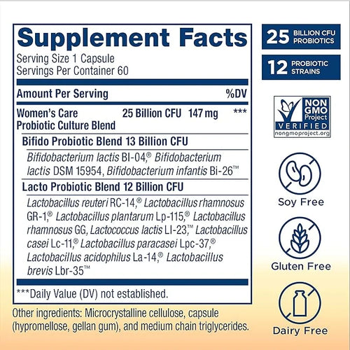 Renew Life Women's Probiotic Capsules, Supports 25 Billion 60 Ct