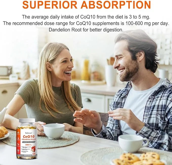 CoQ10 and Black Pepper Extract 400mg 120 Softgels, Q10(Ubiquinone) Supplement 3 Times