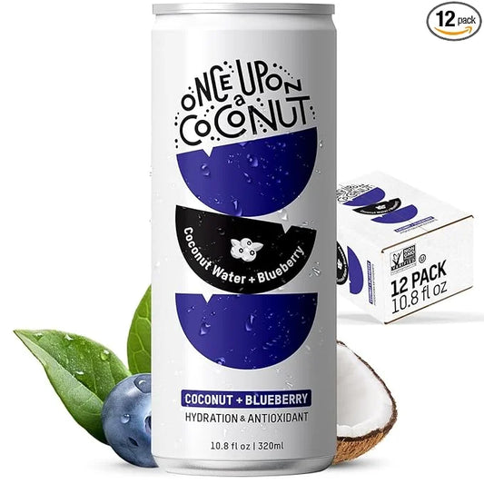 Once Upon a Coconut Blueberry Coconut Water - Pure No Sugar Added - Low-Calorie, All-Natural Drink with Electrolytes - Non...